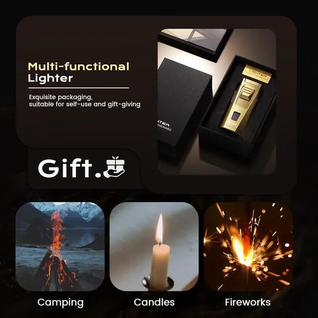 Alt view image 7 of 7 - All-in-one Torch Lighter with Punch, Holder, Draw Enhancer Tool, Dual Windproof Jet Flames, Cool Torch Lighters Accessories, Refillable Butane Torch Lighter with Gift Box for Men