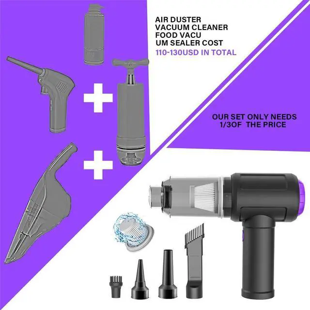 Alt view image 6 of 7 - Meudeen 14500 Pa Computer Vacuum Cleaner Mini & 110000RPM Compressed Air Duster for Keyboard Cleaning Cordless Canned Air Powerful Energy Efficient