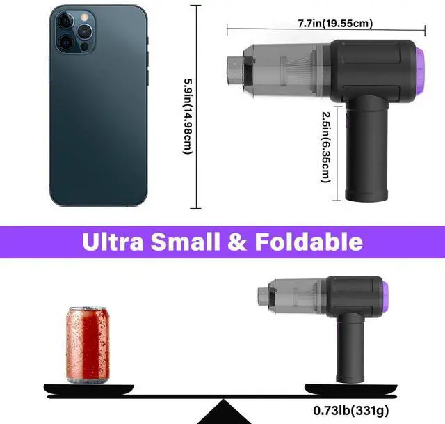 Alt view image 5 of 7 - Meudeen 14500 Pa Computer Vacuum Cleaner Mini & 110000RPM Compressed Air Duster for Keyboard Cleaning Cordless Canned Air Powerful Energy Efficient