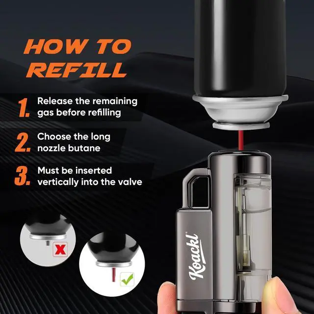 Alt view image 6 of 7 - Torch Lighter, Refillable Windproof Adjustable Quad Jet Flame Butane Lighter for Candle Grill BBQ Camping Fireworks, 2 Pack (No Fuel Included)
