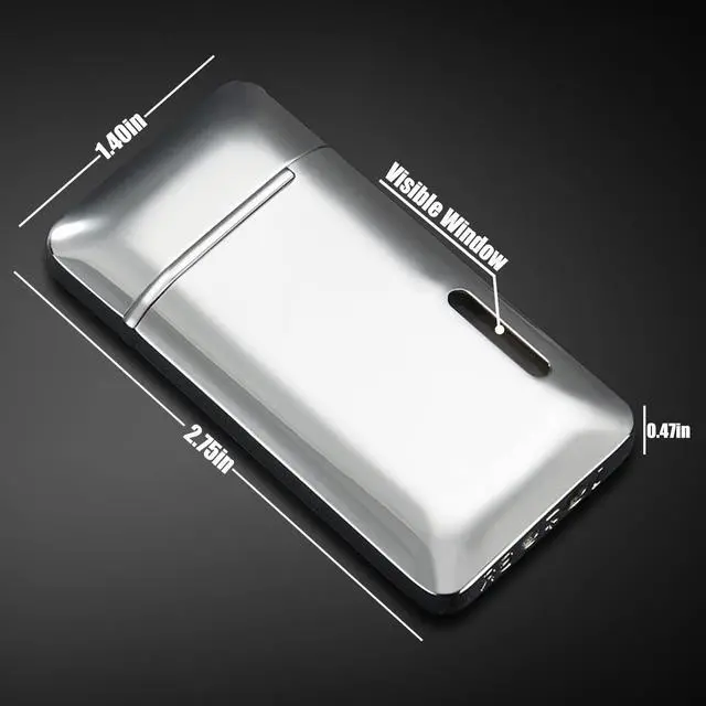 Alt view image 2 of 6 - Futlidys 2 Pack Mini Torch Lighter Butane Refillable, Double Flame Butane Lighter with Visible Window, Adjustable Jet Lighter, Great Gifts for Men and Women, Without Gas (Silver)