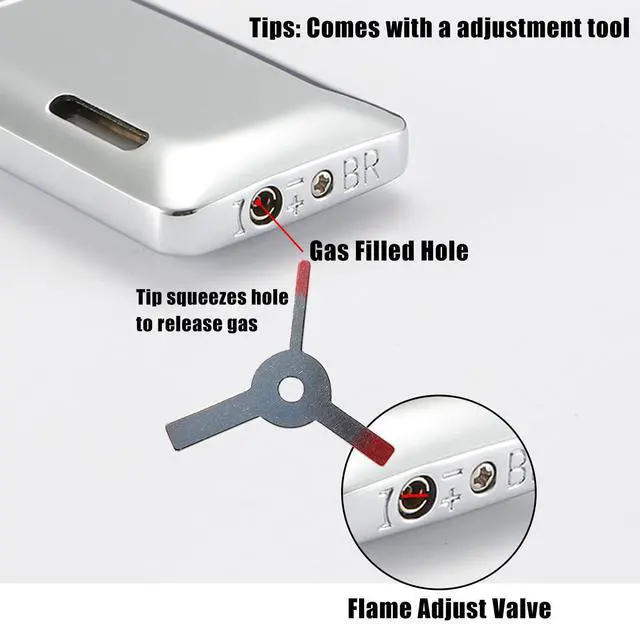 Alt view image 3 of 6 - Futlidys 2 Pack Mini Torch Lighter Butane Refillable, Double Flame Butane Lighter with Visible Window, Adjustable Jet Lighter, Great Gifts for Men and Women, Without Gas (Silver)