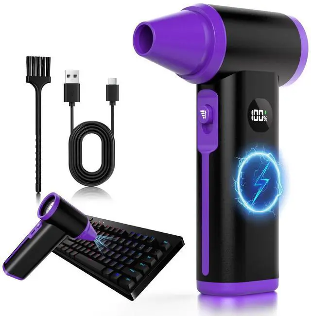 Main image of Godboat Keyboard Cleaner - 130000 RPM Electric Air Duster, 8-Gear Compressed Air Dusters, Rechargeable Handheld Blower, Portable Cordless Cleaning Tool, Tech Gifts for PC/Computer/Car/Office, Black
