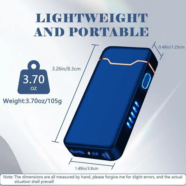 Alt view image 5 of 6 - BABOBIU Windproof Lighters Rechargeable Electric Lighters Plasma Lighter with LED Light Power Display Cool Lighter for Fire BBQ Candle Indoors Outdoors (Blue)