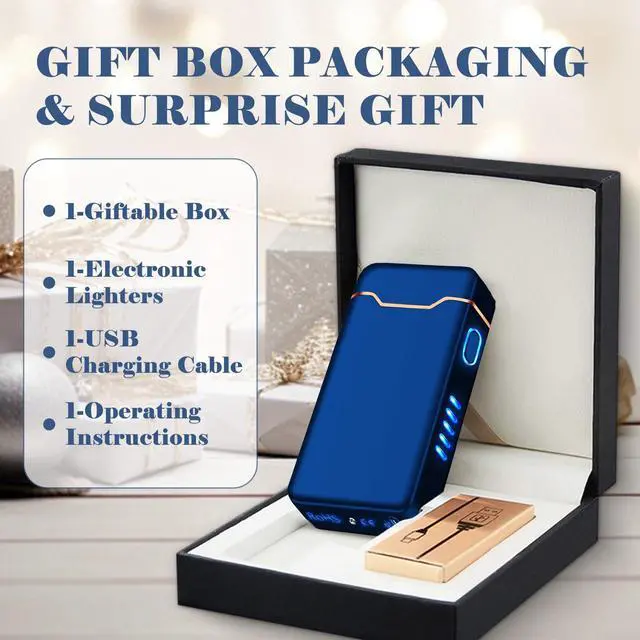 Alt view image 6 of 6 - BABOBIU Windproof Lighters Rechargeable Electric Lighters Plasma Lighter with LED Light Power Display Cool Lighter for Fire BBQ Candle Indoors Outdoors (Blue)