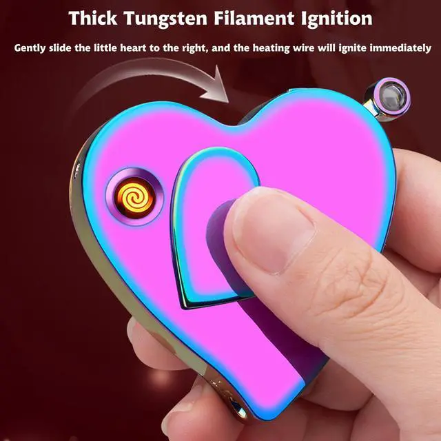 Alt view image 4 of 7 - Creative Love Jet Flame Torch Lighter - Electric, Windproof, USB Rechargeable, Refillable Butane, 2 in 1 for Outdoor & Indoor Gifts (Rose Gold)