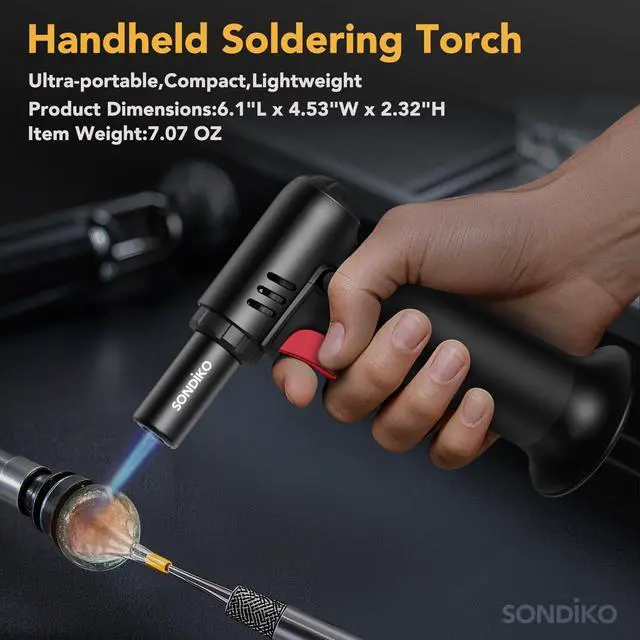 Alt view image 5 of 7 - Sondiko Butane Torch Lighter with Visible Fuel Window, Refillable Soldering Torch with Adjustable Flame for Welding, Resin Art, Industrial(Butane Gas Not Included)