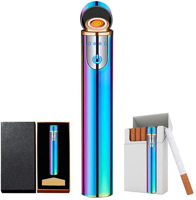Main image of Upgrade Smart Fingerprint Ignition Electric Lighter - USB Rechargeable, Windproof, Flameless, Mini Cylindrical, Indoor/Outdoor, Ice Color