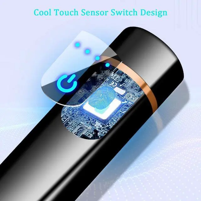 Alt view image 6 of 7 - Upgrade Smart Fingerprint Ignition Electric Lighter - USB Rechargeable, Windproof, Flameless, Mini Cylindrical, Indoor/Outdoor, Ice Color