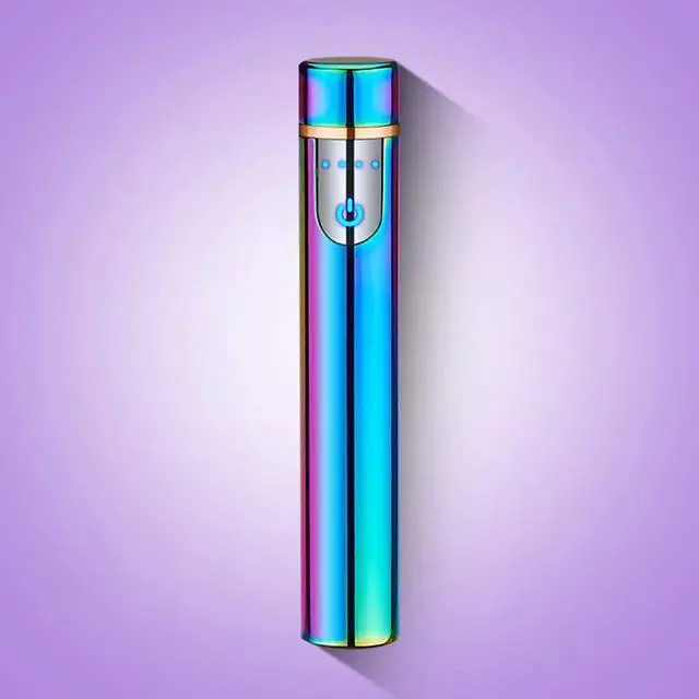 Alt view image 7 of 7 - Upgrade Smart Fingerprint Ignition Electric Lighter - USB Rechargeable, Windproof, Flameless, Mini Cylindrical, Indoor/Outdoor, Ice Color