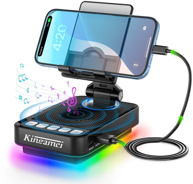 Main image of Gifts for Men Women, 4 in1 Cell Phone Stand with Wireless Bluetooth Speaker and Charging Function & Colorful Ambient Light,360° Rotable Angle Adjustable for iPhone/Android, Birthday Gifts for Mom Dad