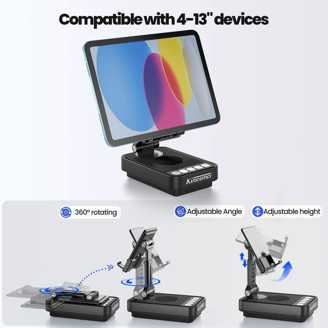 Alt view image 5 of 7 - Gifts for Men Women, 4 in1 Cell Phone Stand with Wireless Bluetooth Speaker and Charging Function & Colorful Ambient Light,360° Rotable Angle Adjustable for iPhone/Android, Birthday Gifts for Mom Dad