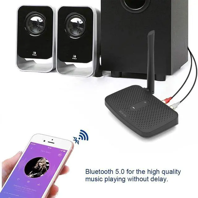 Alt view image 5 of 7 - Besign BE-RCA Pro Long Range Bluetooth Adapter for Bluetooth Music Streaming, Black