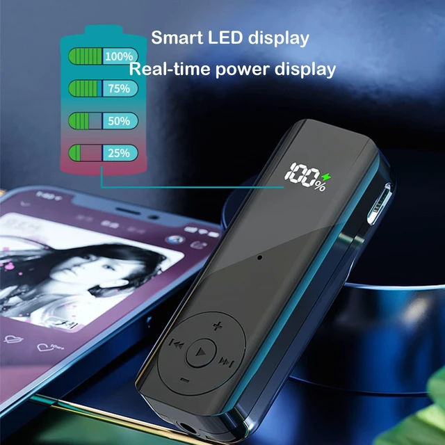 Alt view image 2 of 6 - Bluetooth 5.2 Adaptor for Wireless Headphones, 60H Battery Life Bluetooth Receiver with LED Digital Display & Noise Cancelling Mic, Wireless Audio Receiver for Speakers, Car/Home Stereo