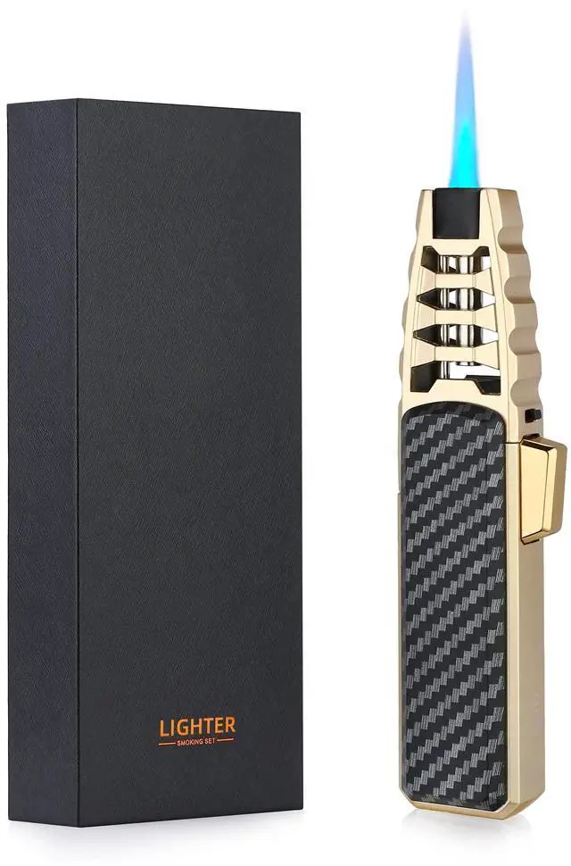 Main image of Turbine Torcher, Jet Torch Lighter with Gift Box Solar Beam Torch Jet Flame Refillable Windproof Lighter for Candle, Camping, Grill, BBQ, Kitchen (Butane Not Included), Black