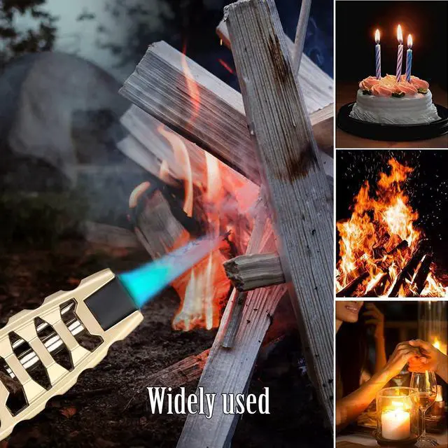 Alt view image 5 of 7 - Turbine Torcher, Jet Torch Lighter with Gift Box Solar Beam Torch Jet Flame Refillable Windproof Lighter for Candle, Camping, Grill, BBQ, Kitchen (Butane Not Included), Black