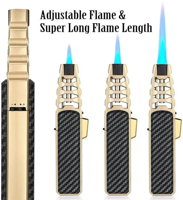 Alt view image 6 of 7 - Turbine Torcher, Jet Torch Lighter with Gift Box Solar Beam Torch Jet Flame Refillable Windproof Lighter for Candle, Camping, Grill, BBQ, Kitchen (Butane Not Included), Black