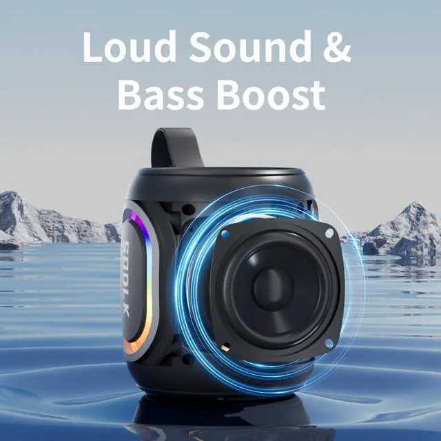 Alt view image 2 of 7 - Bluetooth Speakers, Wireless Portable Speaker with RGB Party Light, IPX7 Waterproof, Rich Bass, Stereo Dual Pairing, USB & TF Card & AUX Input (Black)