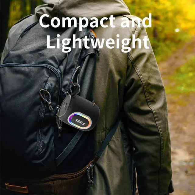 Alt view image 6 of 7 - Bluetooth Speakers, Wireless Portable Speaker with RGB Party Light, IPX7 Waterproof, Rich Bass, Stereo Dual Pairing, USB & TF Card & AUX Input (Black)