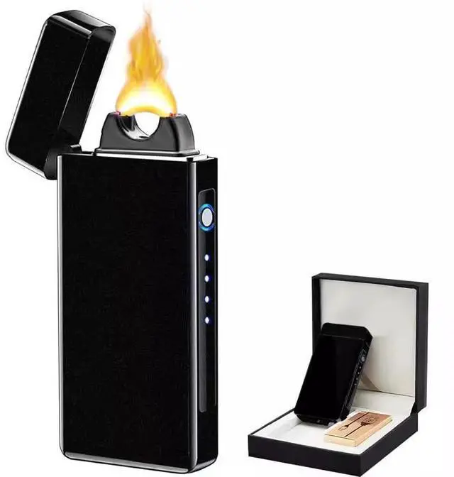 Main image of Electric Lighter Plasma Rechargeable with LED Battery Indicator Strong Flame, USB Convenient Charging, Windproof Lighter OutdoorBlack