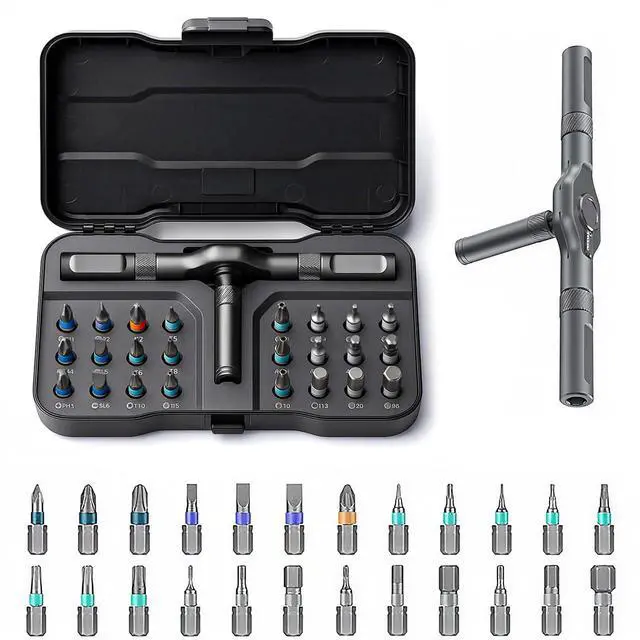 Main image of 24 in 1 Magnetic Ratchet Screwdriver Set, Multi Bit DIY Magnetic Screwdriver Set with Detachable Ratchet Handle, Portable Precision Repair Tool Kit for Furniture, Electronics, Bicycle