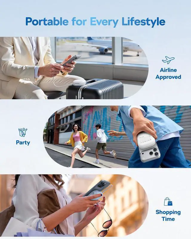 Alt view image 4 of 7 - charmast Magnetic Portable Charger, Wireless Power Bank 20W Fast Charging, Travel Essential 10000mAh Battery Pack with Built-in Cables USB C for iPhone All Series, AirPods, Apple Watch, Android More