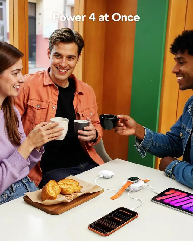 Alt view image 7 of 7 - charmast Magnetic Portable Charger, Wireless Power Bank 20W Fast Charging, Travel Essential 10000mAh Battery Pack with Built-in Cables USB C for iPhone All Series, AirPods, Apple Watch, Android More