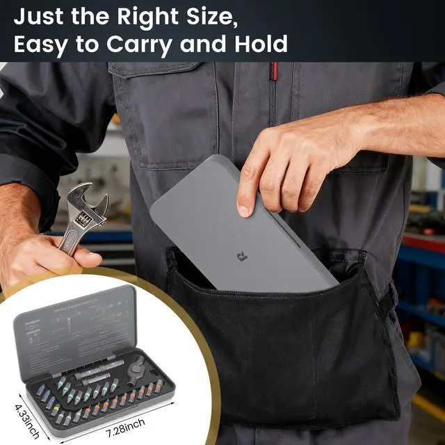 Alt view image 6 of 7 - 24 in 1 Magnetic Ratchet Screwdriver Set with Precision Bits Ideal for Home Repairs, DIY Projects, and Electronics Ergonomic Rotatable Ratchet Handle and Storage Case Perfect Holiday Gift