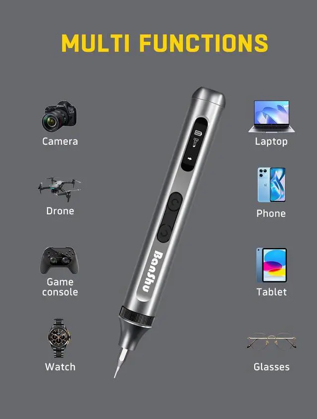 Alt view image 3 of 7 - Banshu Mini Electric Screwdriver, 52 in 1 Precision Screwdriver Set with Case, LED Light, 48 Magnetic Bits, Portable Magnetic Repair Tool Kit for Glasses, Watch, Phone, Laptop, PC, Camera, Electronics