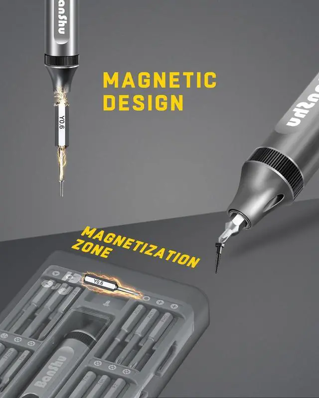 Alt view image 5 of 7 - Banshu Mini Electric Screwdriver, 52 in 1 Precision Screwdriver Set with Case, LED Light, 48 Magnetic Bits, Portable Magnetic Repair Tool Kit for Glasses, Watch, Phone, Laptop, PC, Camera, Electronics