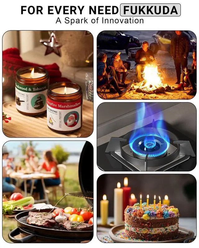 Alt view image 7 of 7 - FUKKUDA Electric Candle Lighter with Safety Switch - USB Rechargeable Windproof & Flameless Plasma Arc Lighter, Christmas Stocking Stuffers Gifts for Women and Men (Obsidian Black)