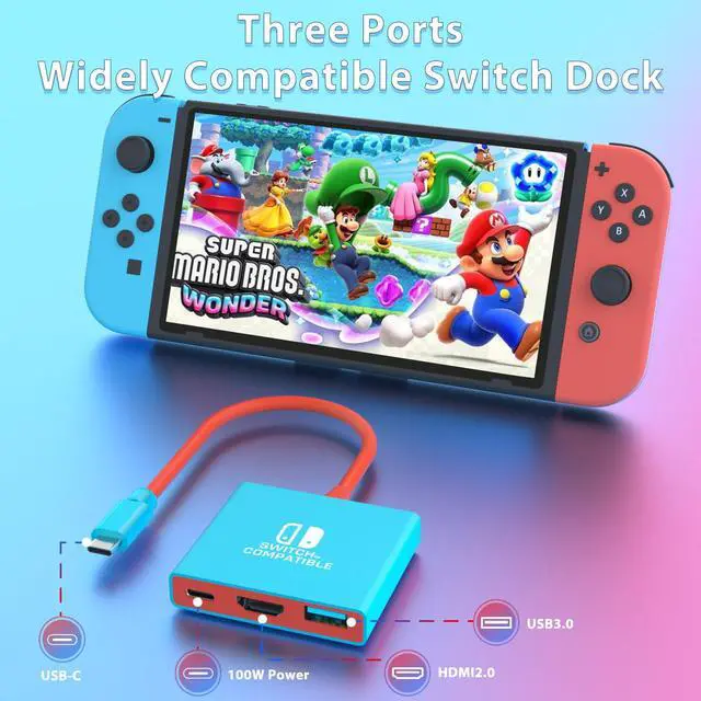 Alt view image 5 of 6 - Switch Dock Switch Docking Station for Nintendo, Portable Switch TV Adapter Support 4K/60HZ Switch TV Mode Compatible Steam Deck/Switch OLED, Travel Dock with HDMI2.0 USB3.0 Port, Not Support Switch 2