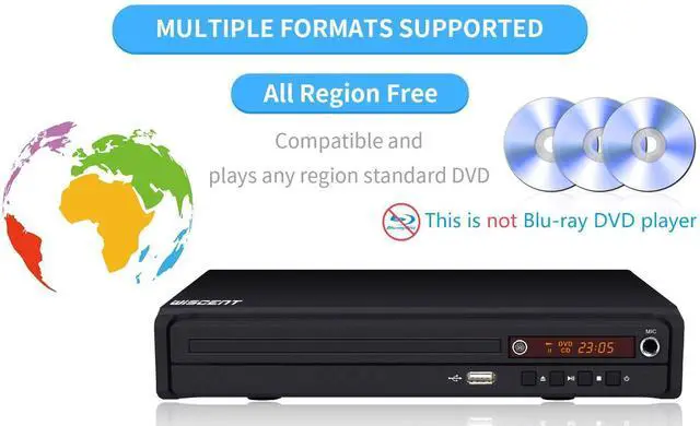Alt view image 4 of 7 - WISCENT Compact DVD Player for TV, Multi-Region Free, with HDMI/RCA/USB/MIC,Full HD Picture Quality,Anti-Skip,No Picture Freeze Perfect for Family Movies(not Blu-ray Player)