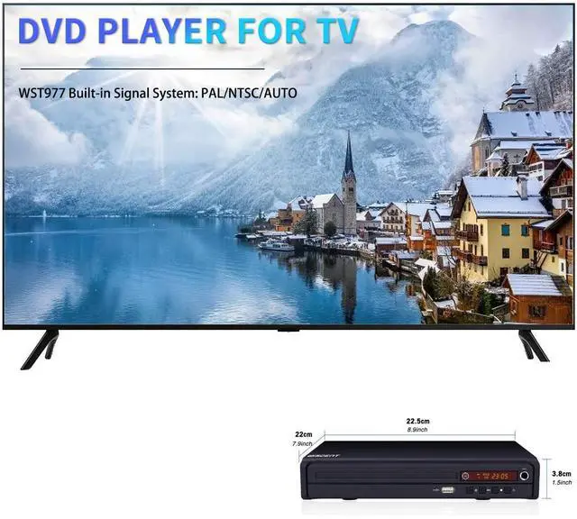 Alt view image 5 of 7 - WISCENT Compact DVD Player for TV, Multi-Region Free, with HDMI/RCA/USB/MIC,Full HD Picture Quality,Anti-Skip,No Picture Freeze Perfect for Family Movies(not Blu-ray Player)