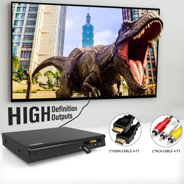 Alt view image 6 of 7 - DVD Player, HDMI AV Output, All Region Free CD DVD Players for TV, DVD Players with NTSC/PAL System, Supports Mic's & USB Input, Package Includes HDMI/RCA Cables and Remote Control