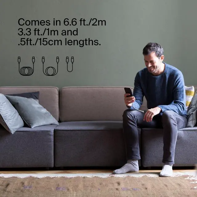 Alt view image 7 of 7 - Belkin BoostCharge Braided USB-C to USB-C Cable (2M/6.6ft) for iPhone 17, iPhone 17 Pro, iPhone 16, iPhone 16 Pro, Galaxy S25, S24, Note, Pixel 9, iPad Pro, Nintendo Switch 2 & More - White (2-Pack)