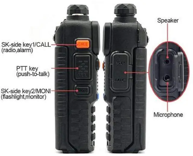 Alt view image 3 of 7 - Baofeng UV-5R Two Way Radio Dual Band 144-148/420-450Mhz Walkie Talkie 1800mAh Li-ion Battery(Black)