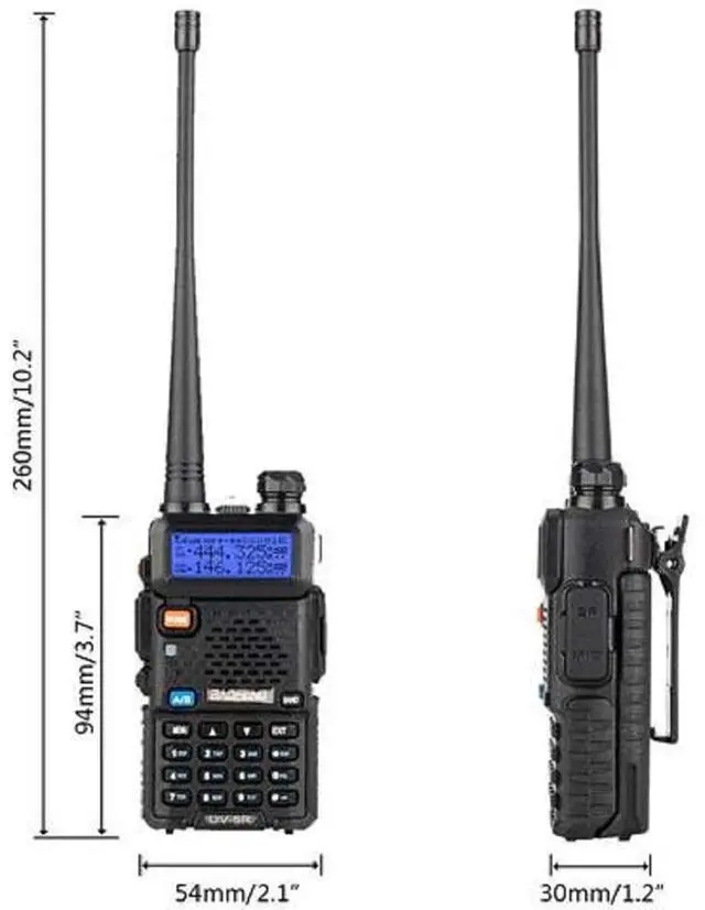 Alt view image 4 of 7 - Baofeng UV-5R Two Way Radio Dual Band 144-148/420-450Mhz Walkie Talkie 1800mAh Li-ion Battery(Black)
