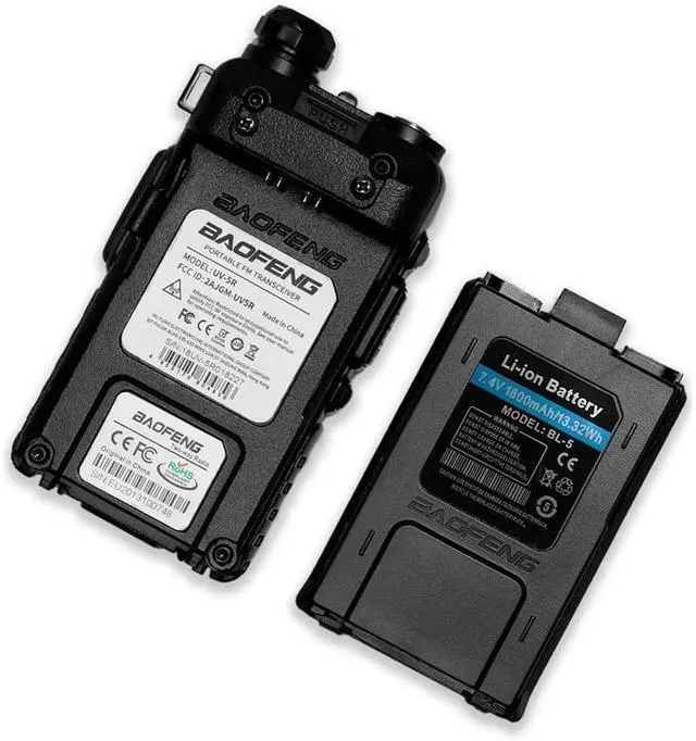 Alt view image 6 of 7 - Baofeng UV-5R Two Way Radio Dual Band 144-148/420-450Mhz Walkie Talkie 1800mAh Li-ion Battery(Black)