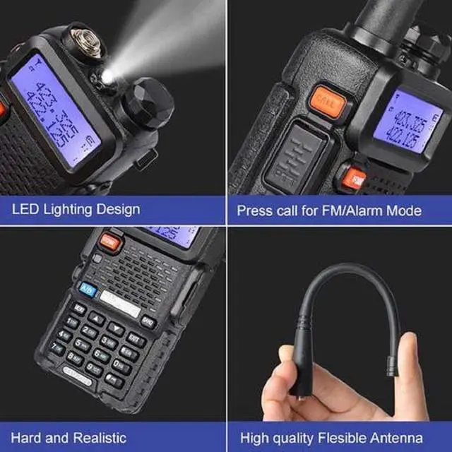 Alt view image 7 of 7 - Baofeng UV-5R Two Way Radio Dual Band 144-148/420-450Mhz Walkie Talkie 1800mAh Li-ion Battery(Black)