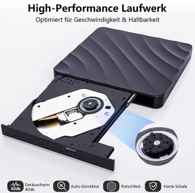 Alt view image 6 of 7 - QDSYLQ External CD/DVD Drive for Laptop - CD Burner DVD Player for Laptop USB 3.0 +/-RW ROM, External Optical Drives for PC/Mac, Disc Reader for Windows 11/10/8/7/XP/Vista Linux MacOS