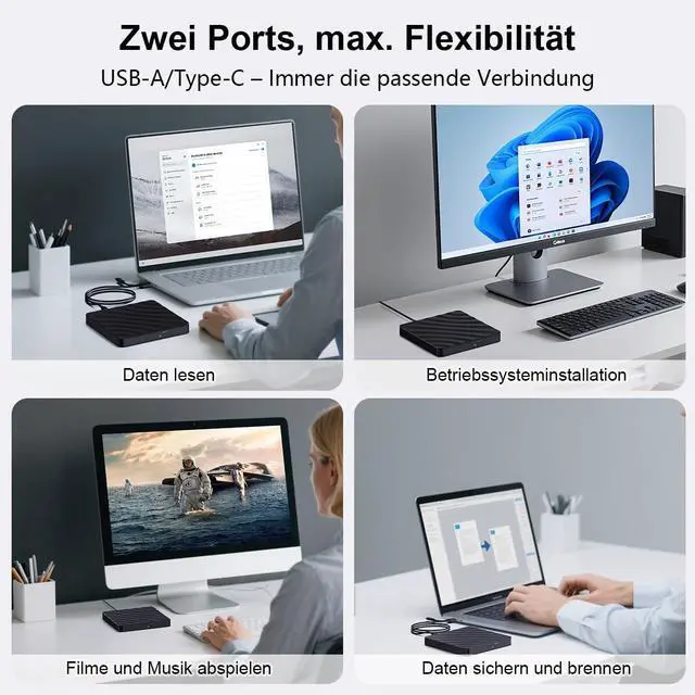 Alt view image 7 of 7 - QDSYLQ External CD/DVD Drive for Laptop - CD Burner DVD Player for Laptop USB 3.0 +/-RW ROM, External Optical Drives for PC/Mac, Disc Reader for Windows 11/10/8/7/XP/Vista Linux MacOS