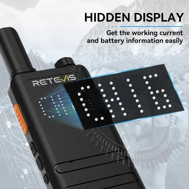 Alt view image 2 of 7 - Retevis B3H Walkie Talkies Long Range, Rechargeable 1620mAh Li-ion Battery 16 Channel FRS Two Way Radios for Adults, Display Handheld Mini Compact Walky Talky with Type-C, New Version of RT22(3.0)