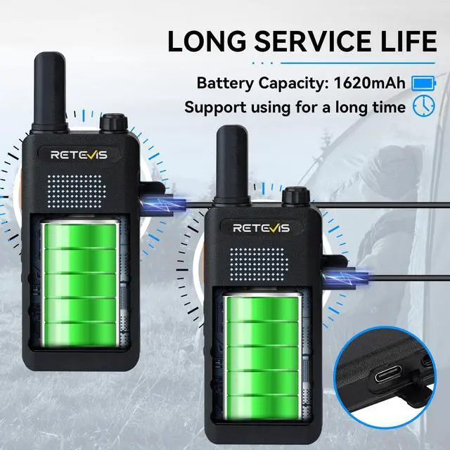 Alt view image 4 of 7 - Retevis B3H Walkie Talkies Long Range, Rechargeable 1620mAh Li-ion Battery 16 Channel FRS Two Way Radios for Adults, Display Handheld Mini Compact Walky Talky with Type-C, New Version of RT22(3.0)