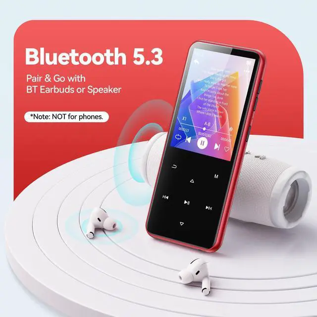 Alt view image 3 of 7 - AGPTEK 64GB MP3 Player with Bluetooth, M3 2.4 inch Music Player with Speaker and FM Radio, Touch Buttons, Supports Up to 128GB (Black Red)