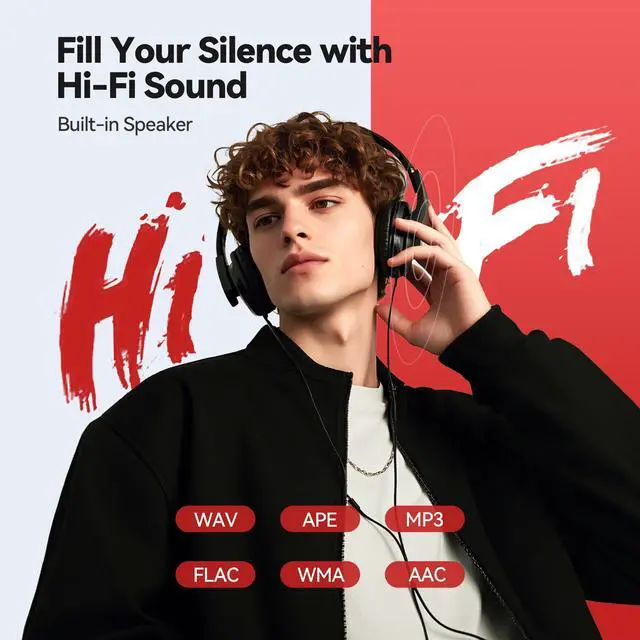 Alt view image 4 of 7 - AGPTEK 64GB MP3 Player with Bluetooth, M3 2.4 inch Music Player with Speaker and FM Radio, Touch Buttons, Supports Up to 128GB (Black Red)