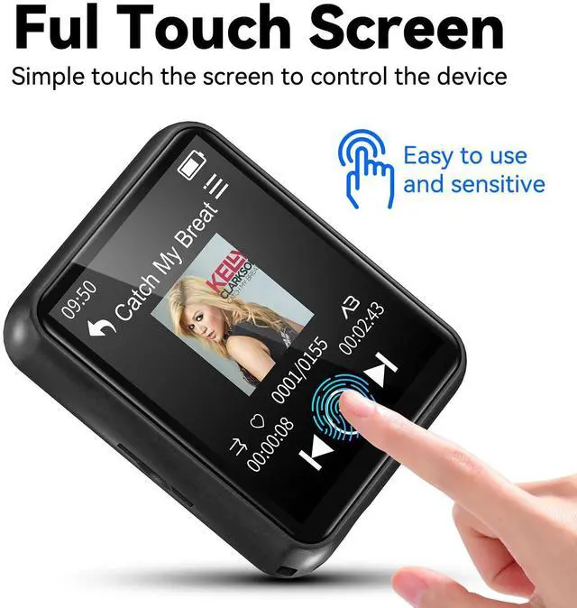 Alt view image 7 of 7 - 64GB MP3 Player with Bluetooth, Full Touch Screen Portable Music MP3 Player Built-in HD Speaker, FM Radio, Voice Recorder, Mini Design Sports Music Player Support Expansion (128GB)