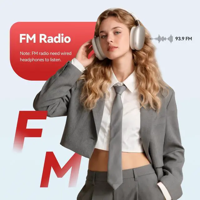 Alt view image 7 of 7 - AGPTEK 64GB MP3 Player with Bluetooth, M3 2.4 inch Music Player with Speaker and FM Radio, Touch Buttons, Supports Up to 128GB (Black Red)