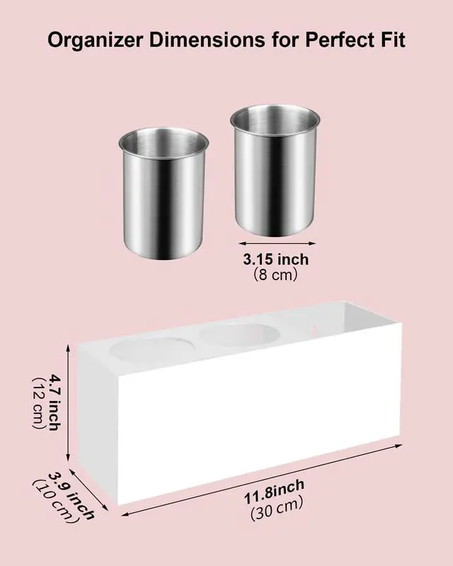 Alt view image 6 of 7 - Bollmisde Hair Tool Organizer, Hair Dryer Holder with Heatproof Steel Cups, Acrylic Vanity Organizer for Curling Iron, Flat Iron & Hair Brushes, Perfect for Bathroom (White, Standard)