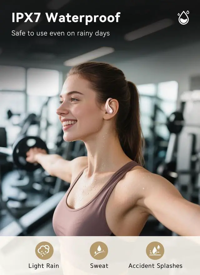 Alt view image 7 of 7 - jaddsa Wireless Earbuds, ENC Noise Cancelling Sport Ear Buds with Touch-Screen Control, IPX7 Waterproof, Bluetooth 5.4 Headphones with Deep Bass Stereo for Running & Workout Rose Gold